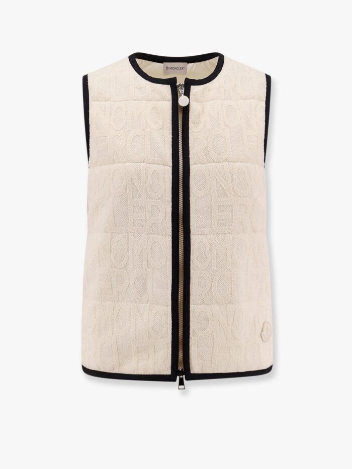 Moncler Padded Cotton Blend Vest With All-over Logo