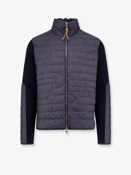 Moncler Stretch Cotton Cardigan With Padding On Thefront