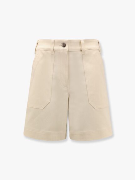 Moncler Stretch Cotton Shorts With Maxi Logo Patch