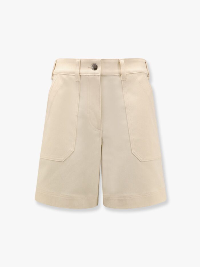 Moncler Stretch Cotton Shorts With Maxi Logo Patch