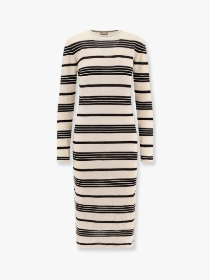 Moncler Striped Cotton Blend Dress