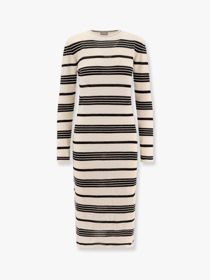 Moncler Striped Cotton Blend Dress
