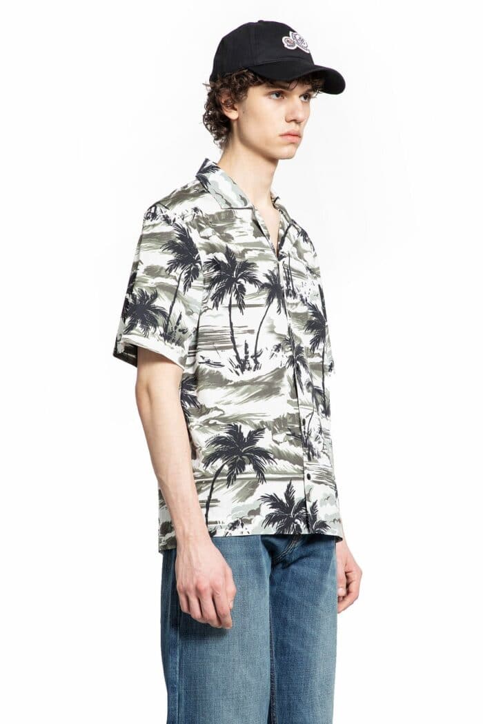 MONCLER Tropical Palm Print Short Sleeve Shirt