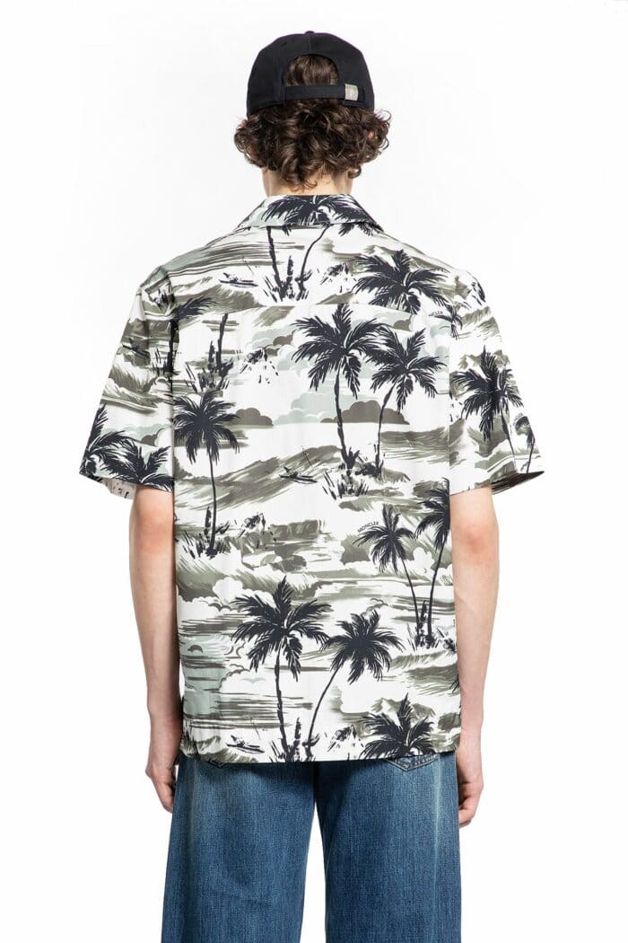 MONCLER Tropical Palm Print Short Sleeve Shirt