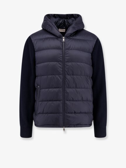 Moncler Virgin Wool Cardigan/jacket With Padded Inserts