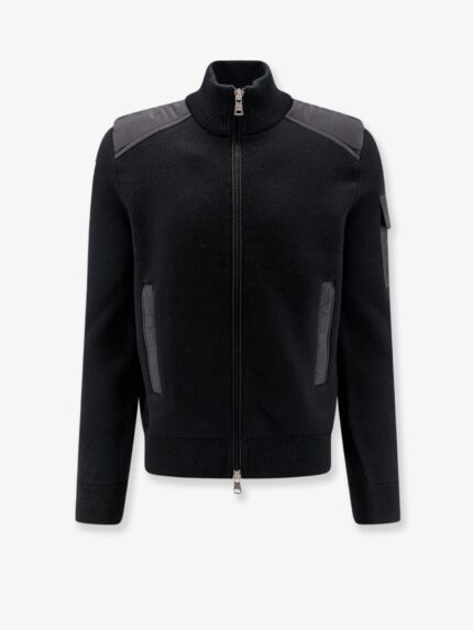Moncler Virgin Wool Cardigan With Logo Patch