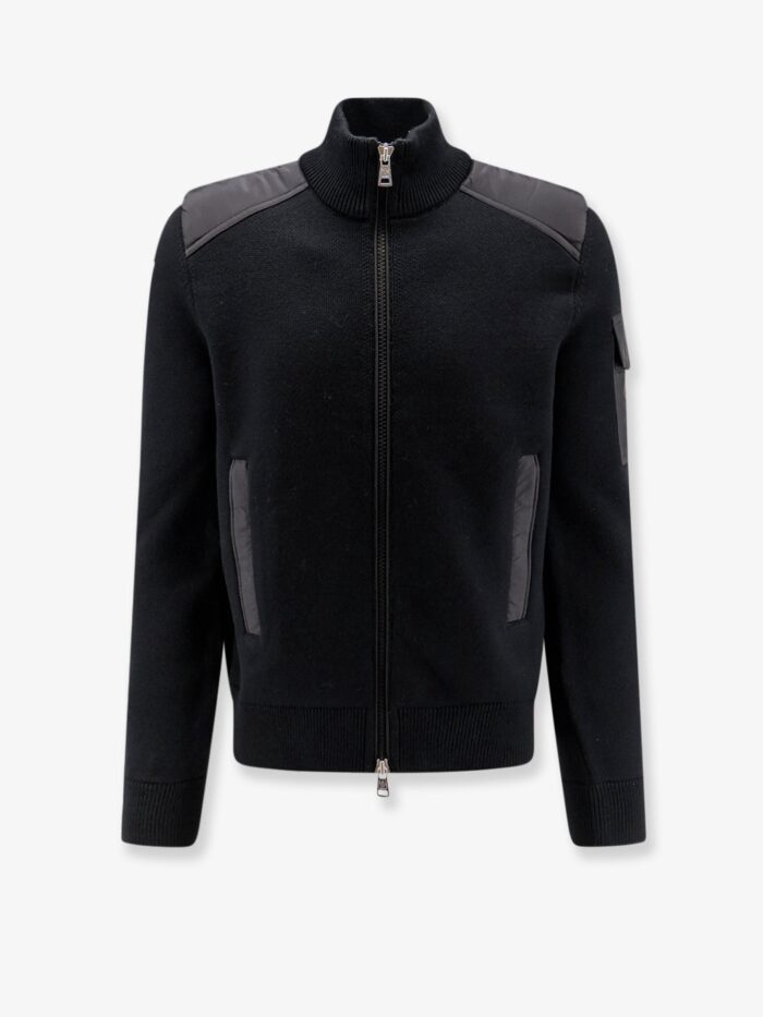 moncler virgin wool cardigan with logo patch Moncler Virgin Wool Cardigan With Logo Patch