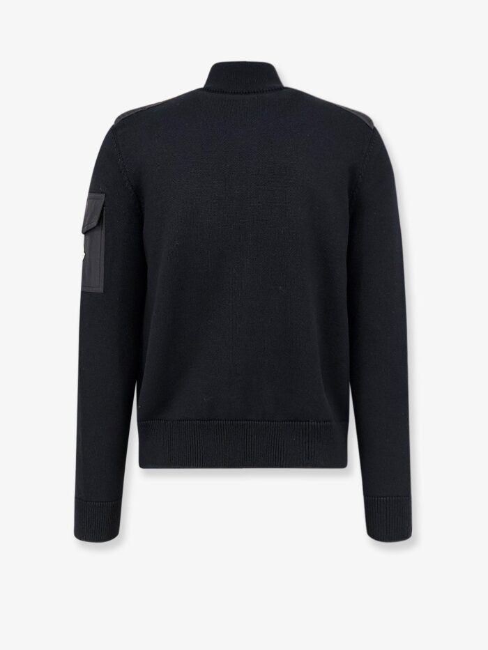 Moncler Virgin Wool Cardigan With Logo Patch