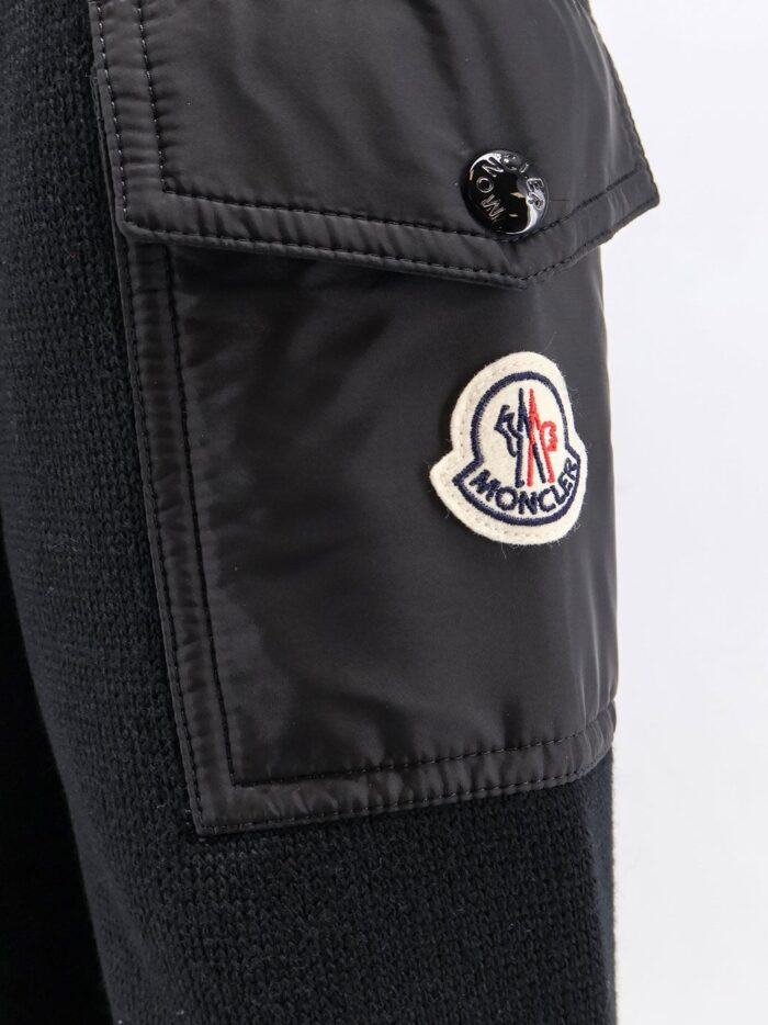 Moncler Virgin Wool Cardigan With Logo Patch