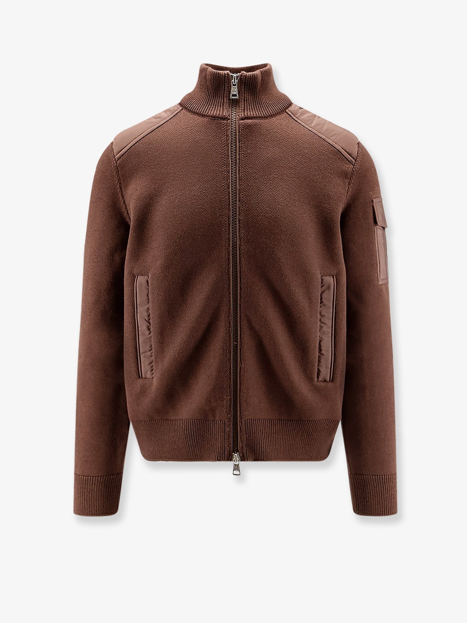 Moncler Virgin Wool Cardigan With Logo Patch