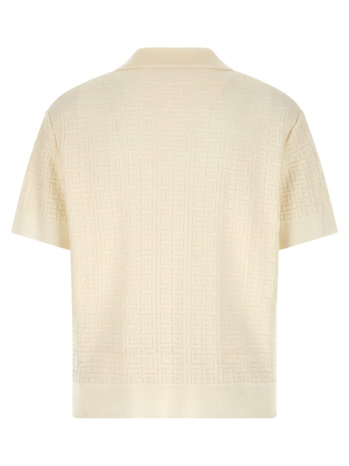 balmain monogram jacquard polo shirt Balmain Monogram Jacquard Polo Shirt