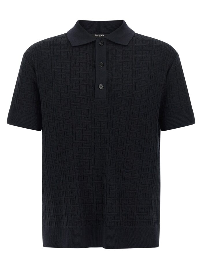 balmain 'monogram' knit polo shirt Balmain 'Monogram' Knit Polo Shirt