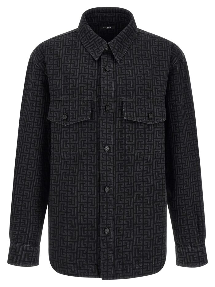 balmain monogram pattern overshirt Balmain Monogram Pattern Overshirt