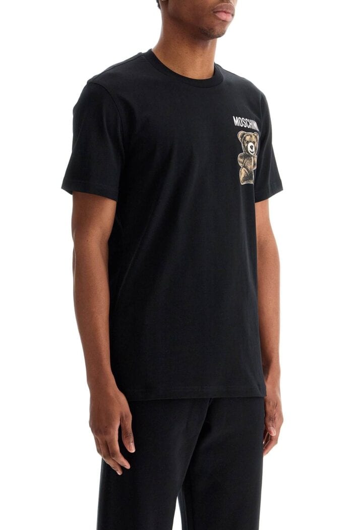 MOSCHINO Black Cotton T-shirt With Bear Print