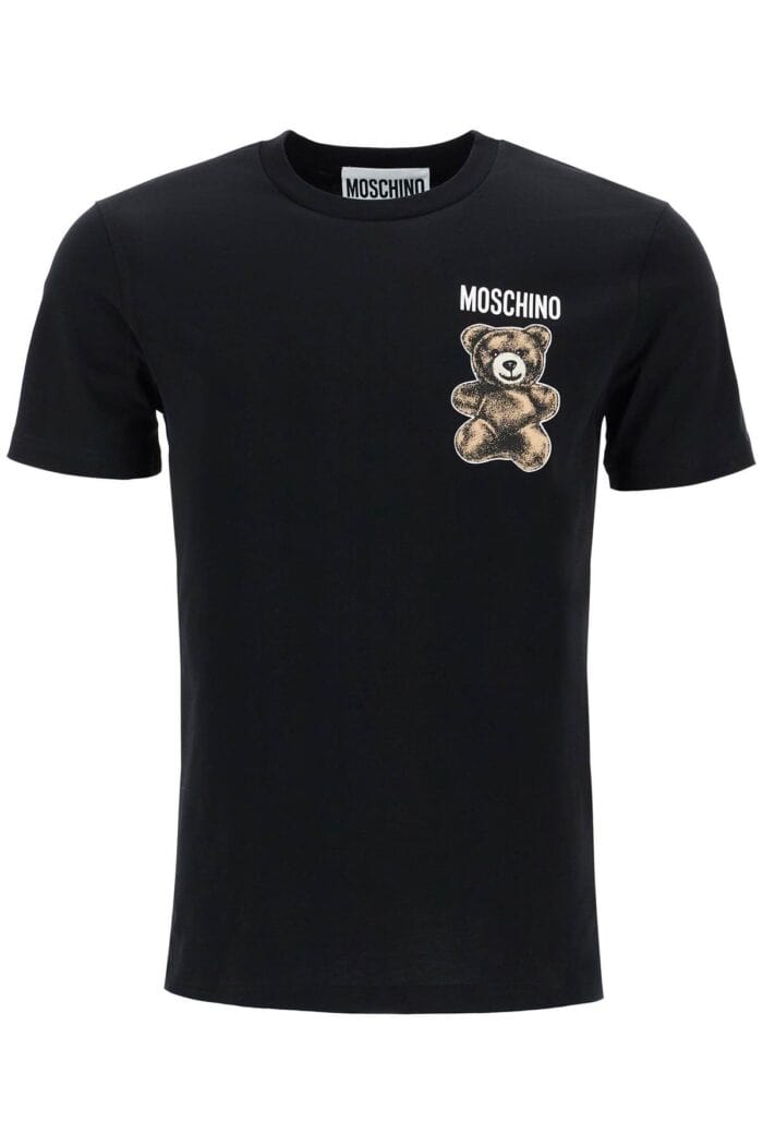 MOSCHINO Black Cotton T-shirt With Bear Print