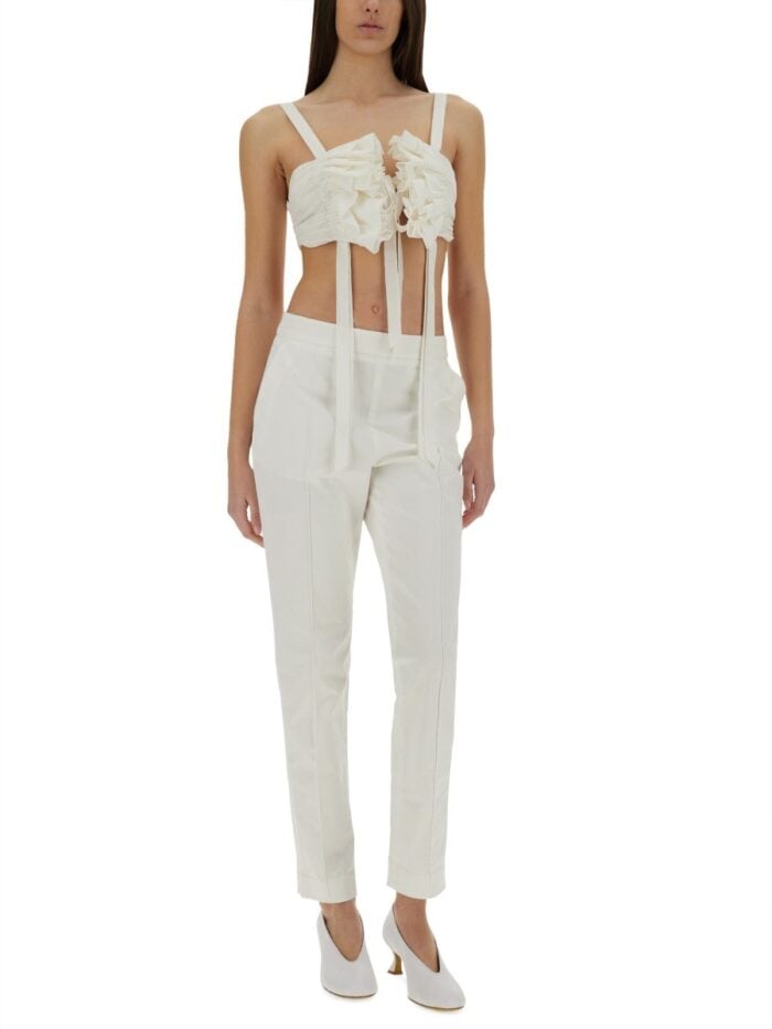 Moschino COTTON AND SILK VOILE CROP TOP
