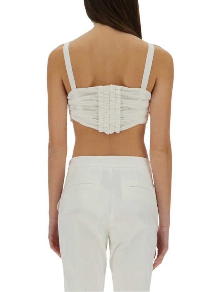 Moschino COTTON AND SILK VOILE CROP TOP