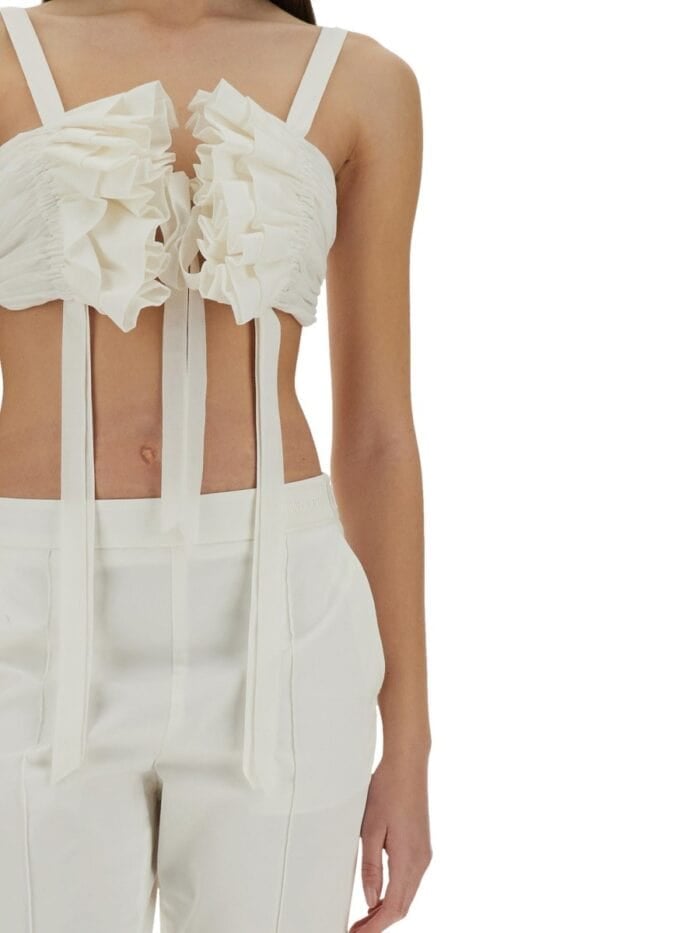 Moschino COTTON AND SILK VOILE CROP TOP