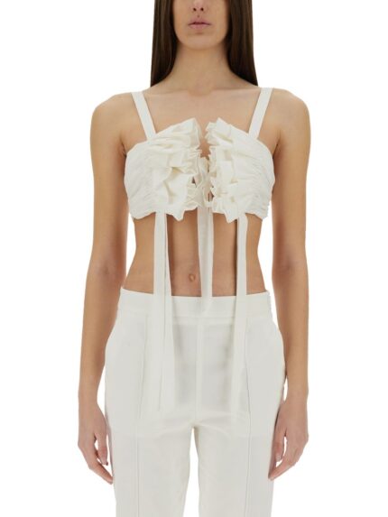 Moschino COTTON AND SILK VOILE CROP TOP