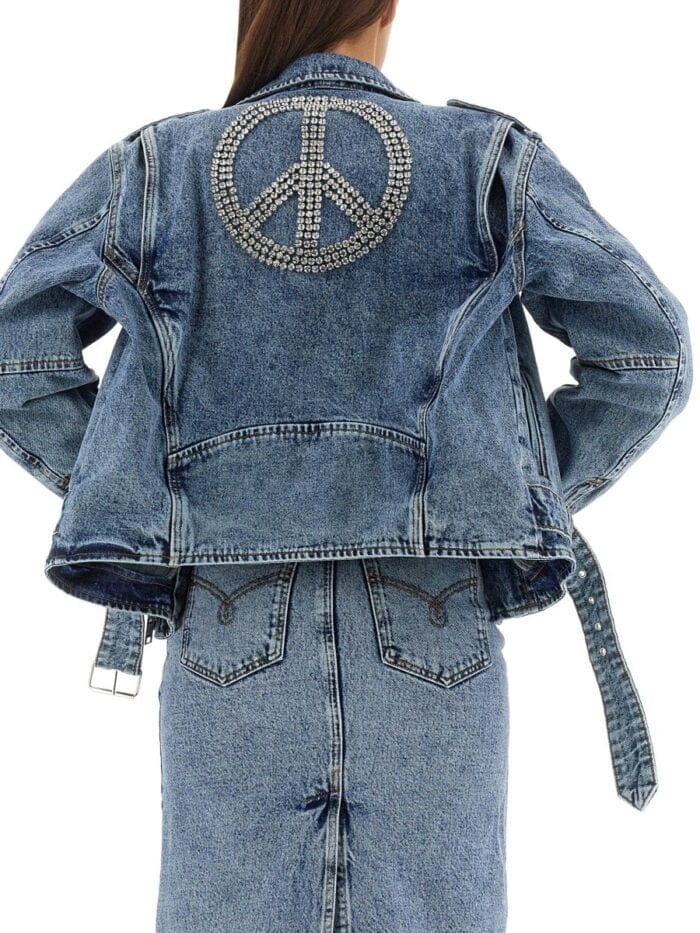 MOSCHINO JEANS BIKER PEACE SYMBOL