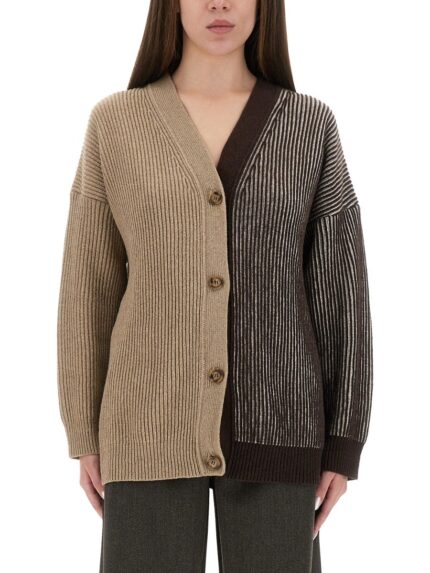 MOSCHINO JEANS CARDIGAN WITH INLAY LOGO