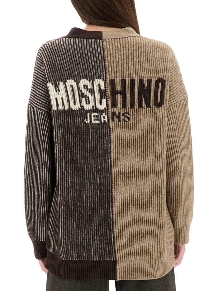 MOSCHINO JEANS CARDIGAN WITH INLAY LOGO