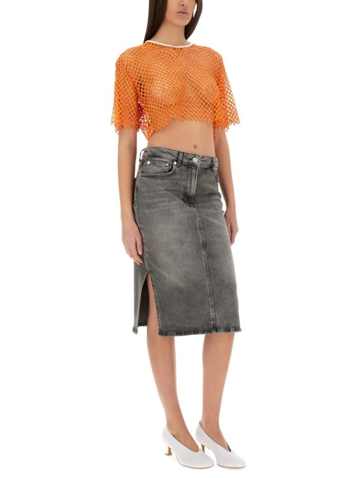 MOSCHINO JEANS CROPPED MESH TOP