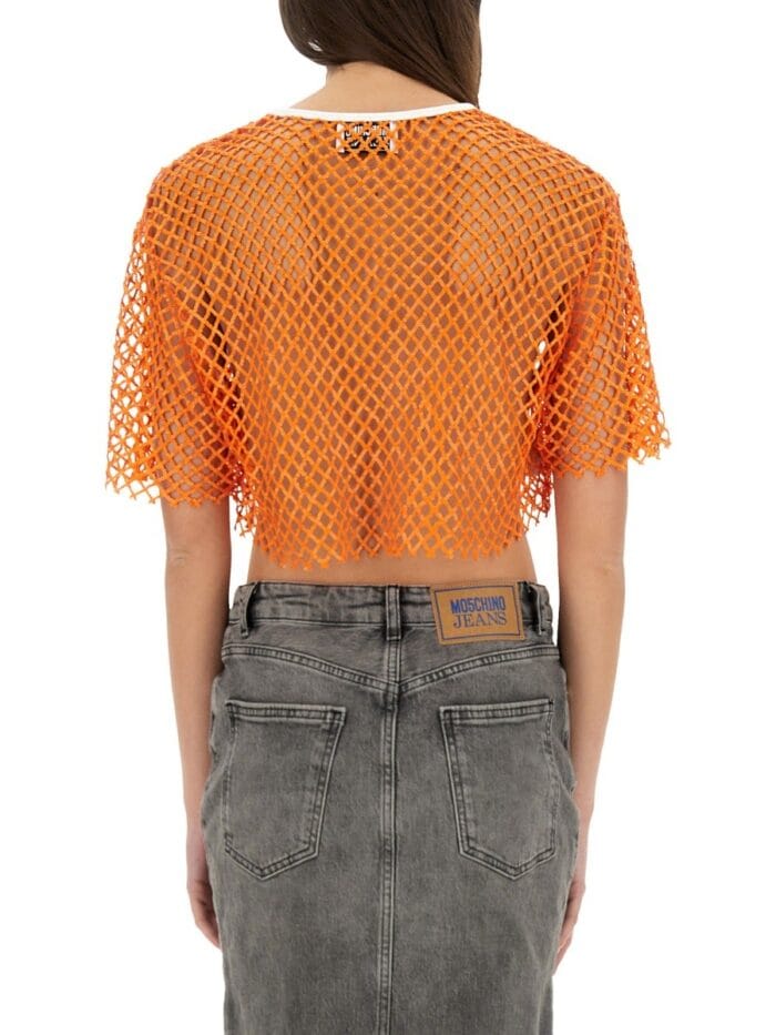 MOSCHINO JEANS CROPPED MESH TOP