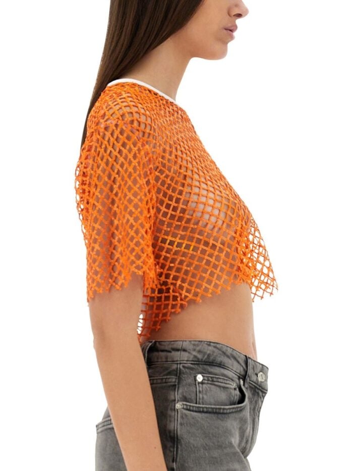 MOSCHINO JEANS CROPPED MESH TOP