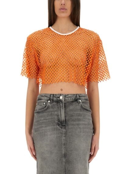 MOSCHINO JEANS CROPPED MESH TOP