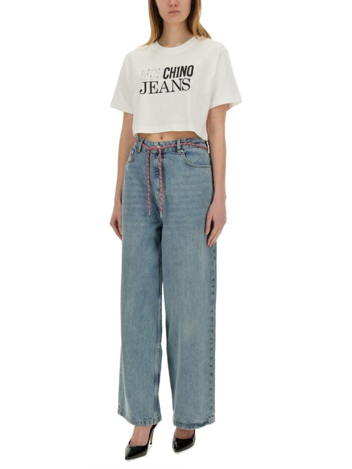 MOSCHINO JEANS CROPPED T-SHIRT WITH LOGO