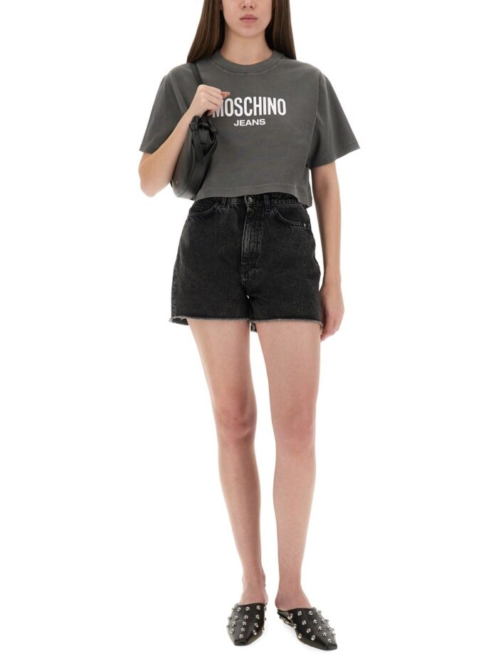 MOSCHINO JEANS CROPPED T-SHIRT WITH LOGO