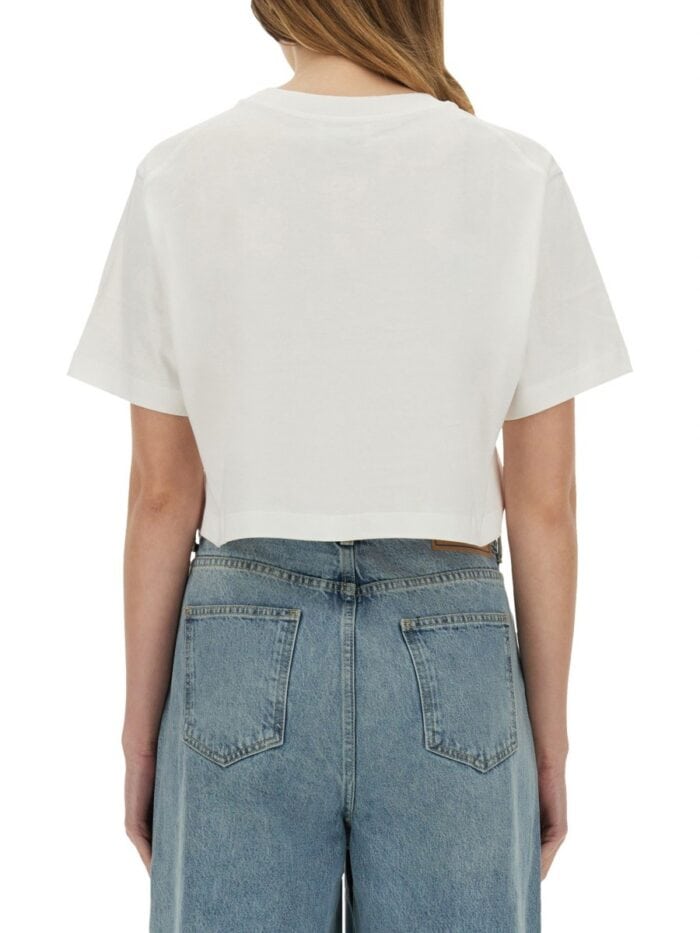 MOSCHINO JEANS CROPPED T-SHIRT WITH LOGO