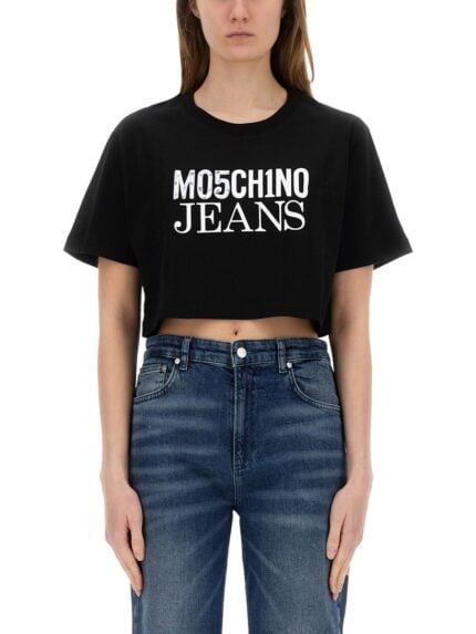 MOSCHINO JEANS CROPPED T-SHIRT WITH LOGO