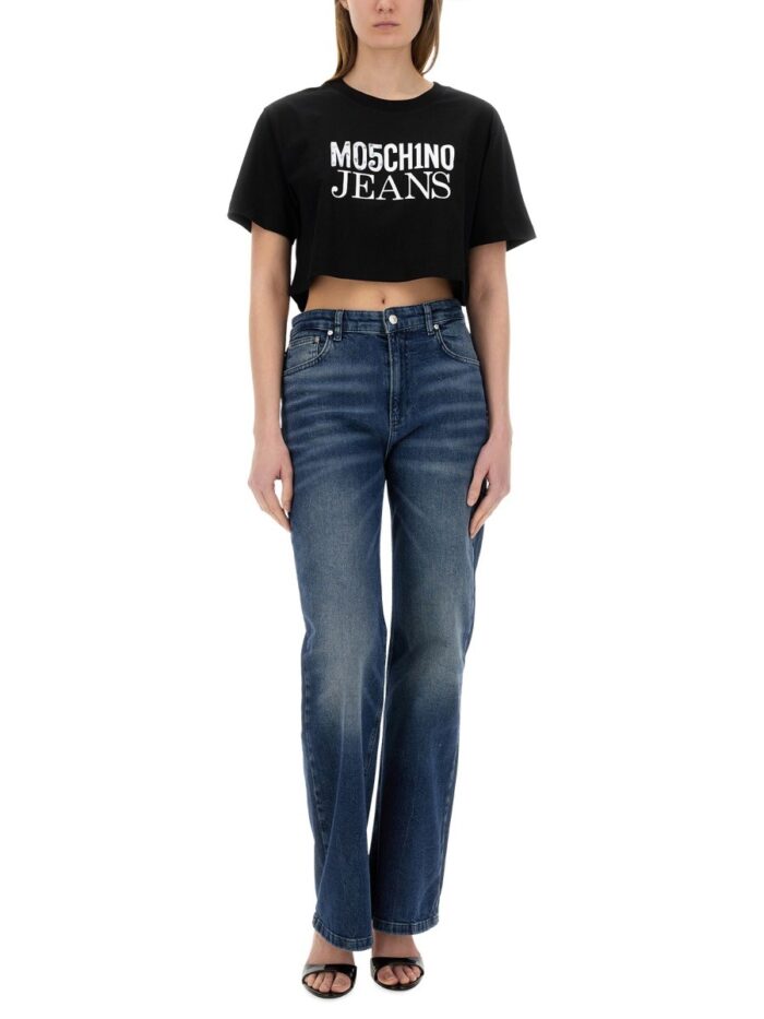 MOSCHINO JEANS CROPPED T-SHIRT WITH LOGO