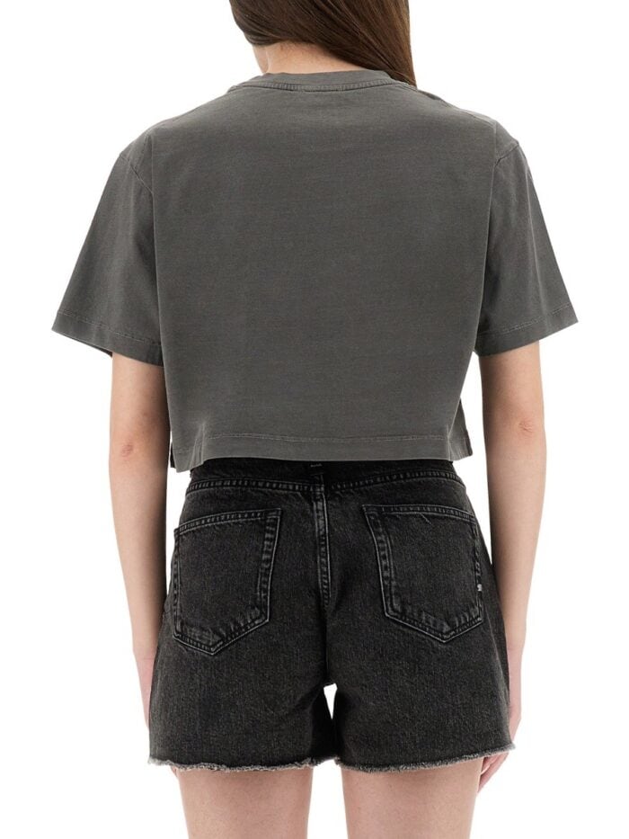 MOSCHINO JEANS CROPPED T-SHIRT WITH LOGO