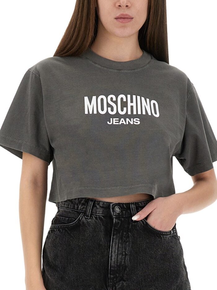 MOSCHINO JEANS CROPPED T-SHIRT WITH LOGO