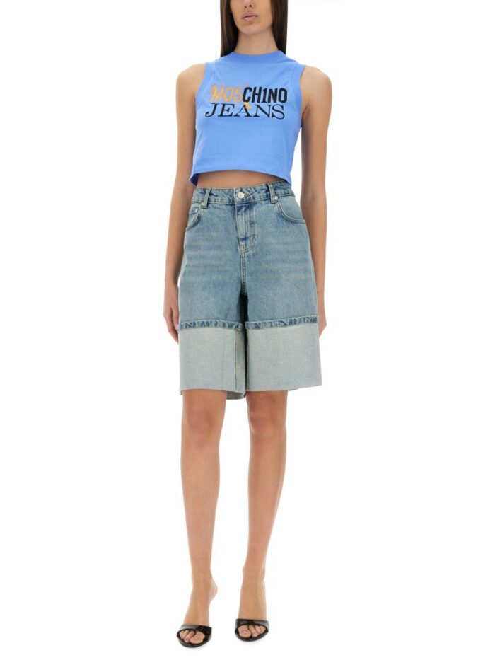 MOSCHINO JEANS CROPPED TOP WITH LOGO