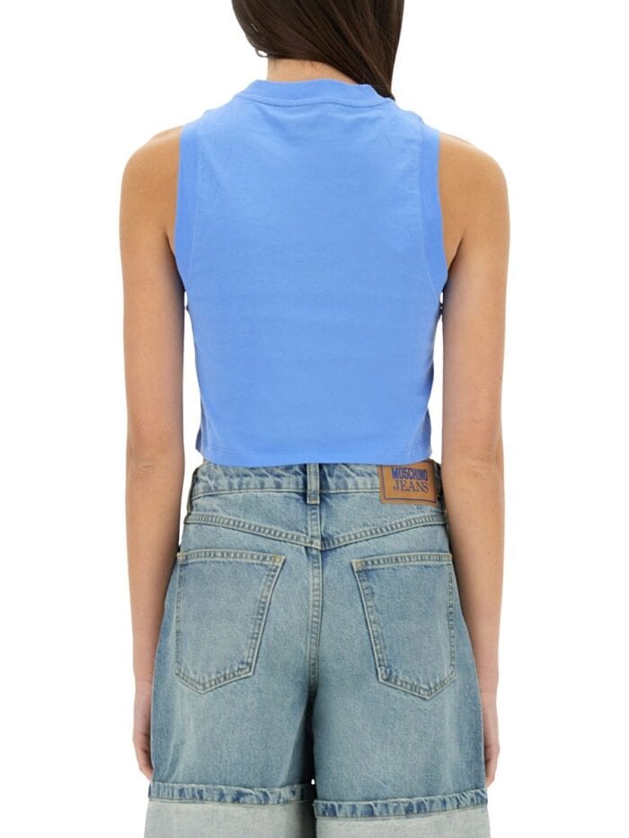MOSCHINO JEANS CROPPED TOP WITH LOGO