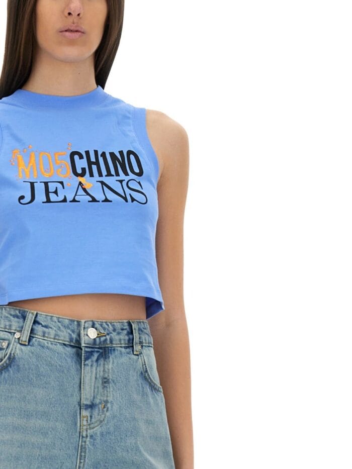 MOSCHINO JEANS CROPPED TOP WITH LOGO