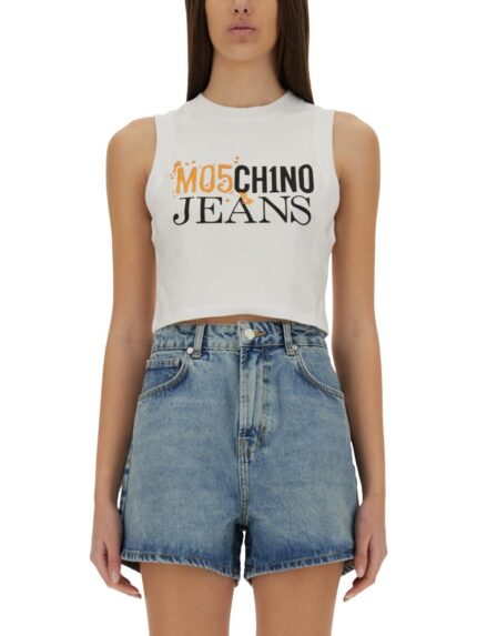 MOSCHINO JEANS CROPPED TOP WITH LOGO