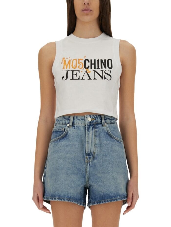 MOSCHINO JEANS CROPPED TOP WITH LOGO
