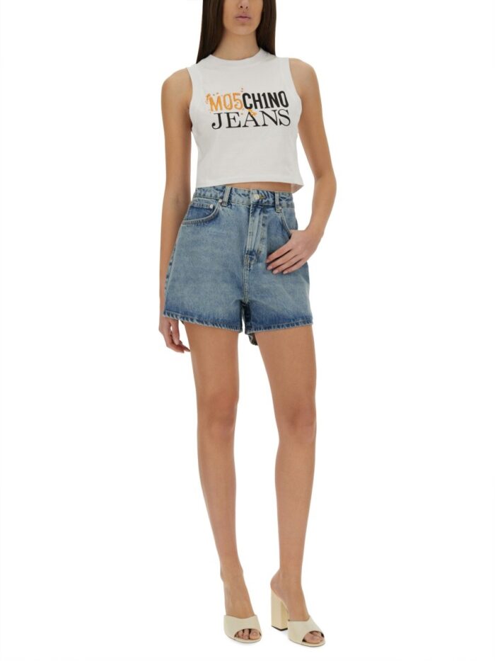 MOSCHINO JEANS CROPPED TOP WITH LOGO