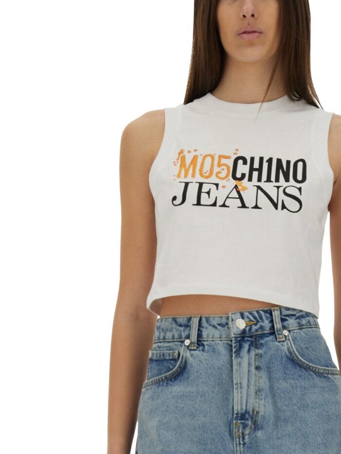 MOSCHINO JEANS CROPPED TOP WITH LOGO