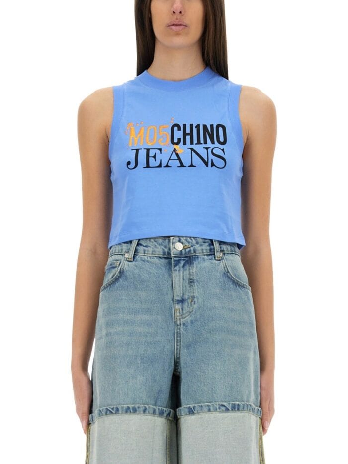 MOSCHINO JEANS CROPPED TOP WITH LOGO