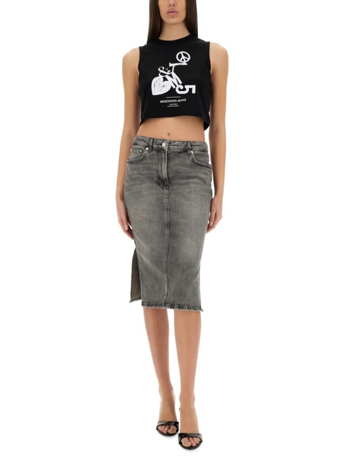 MOSCHINO JEANS CROPPED TOP WITH PRINT