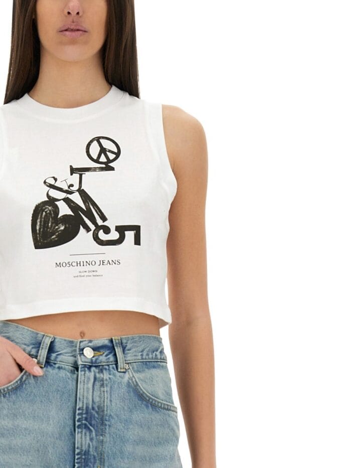 MOSCHINO JEANS CROPPED TOP WITH PRINT