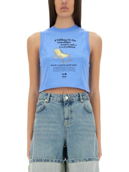 MOSCHINO JEANS CROPPED TOP WITH PRINT