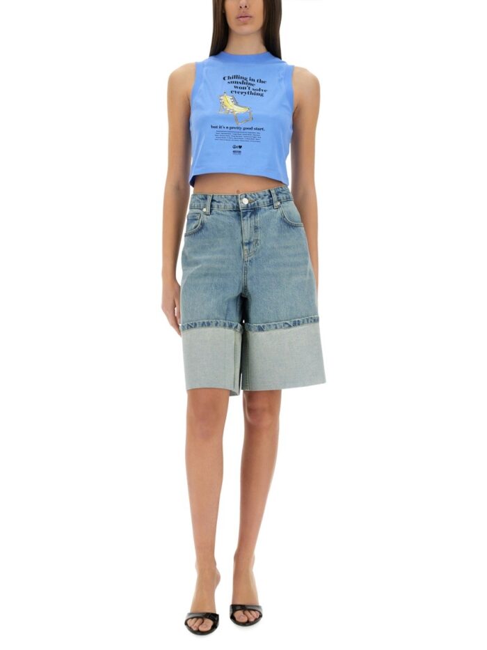 MOSCHINO JEANS CROPPED TOP WITH PRINT