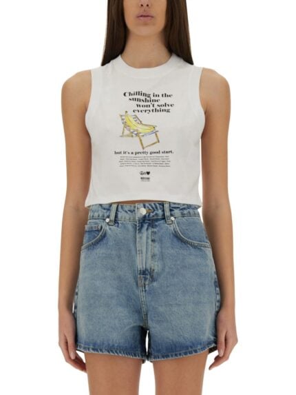 MOSCHINO JEANS CROPPED TOP WITH PRINT